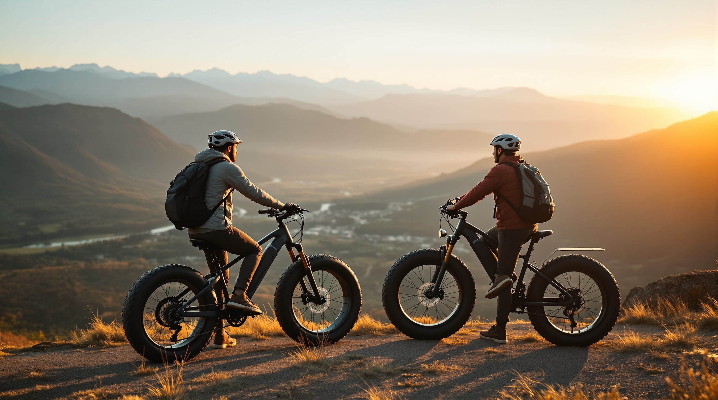 Riders at mountain overlook